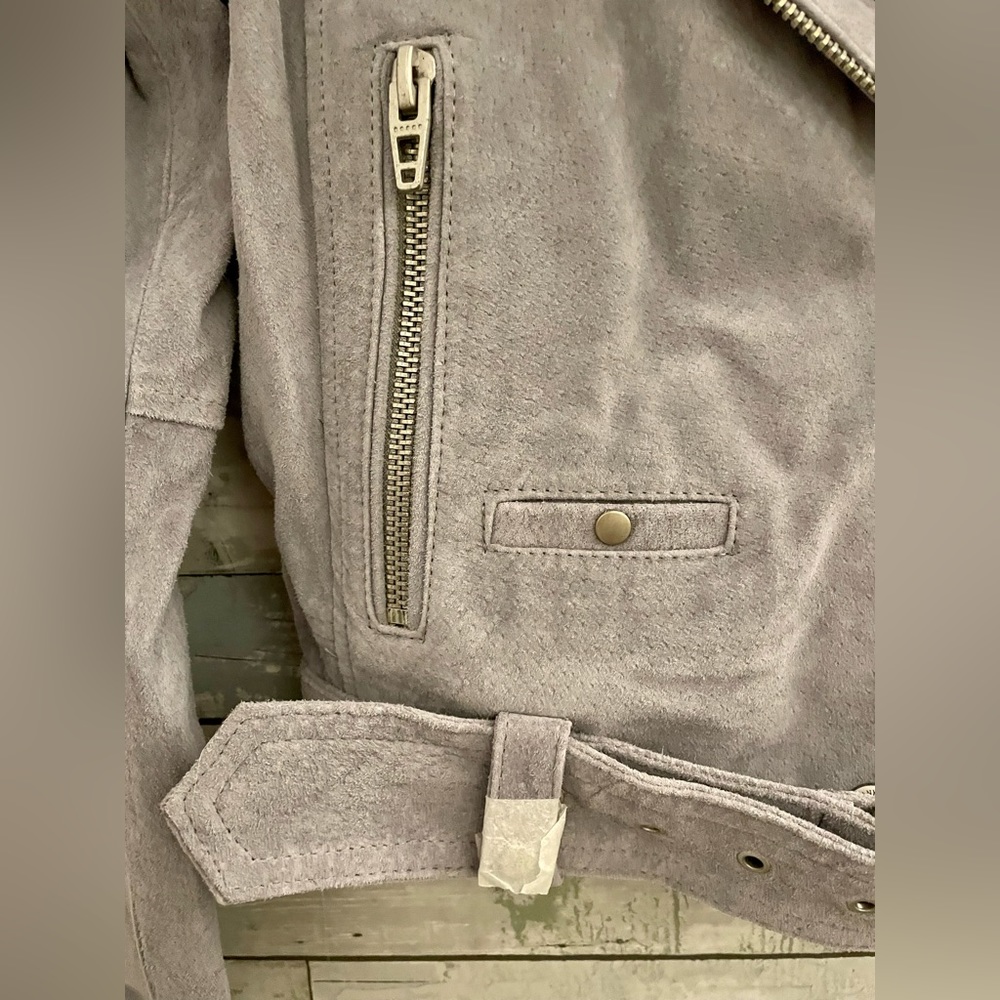 Anthropology BlankNYC Silver/Gray NWT Lined Suede Leather Small Moto Jacket - Picture 12 of 16